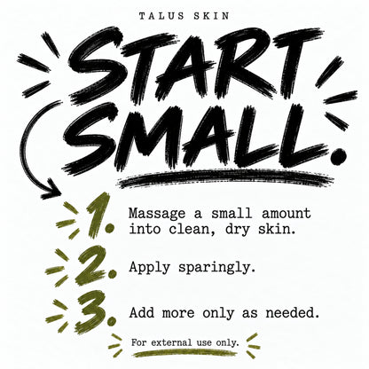 Talus tallow directions: start with a small amount and add only as needed.